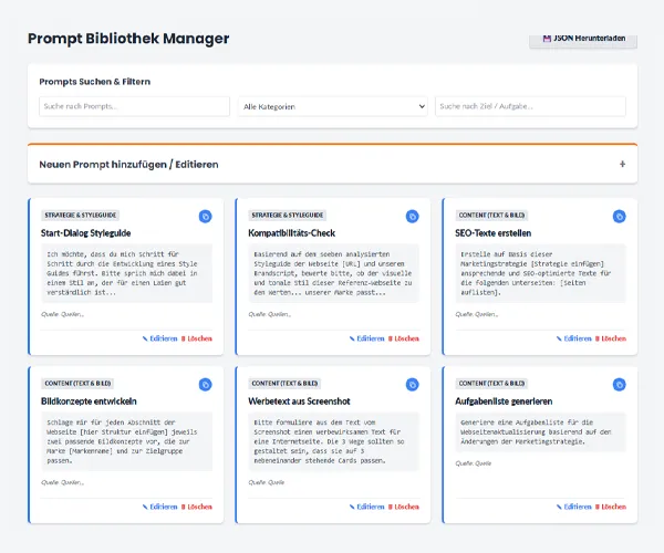 Prompt Bibliothek Dashboard